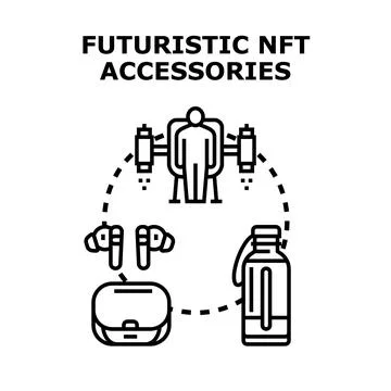 Futuristic nft accessories concept with digital items Stock Illustration