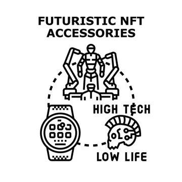 Futuristic nft accessories concept vector illustration Stock Illustration