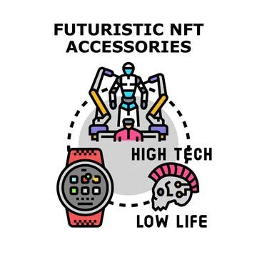 Futuristic nft accessories concept vector illustration Stock Illustration