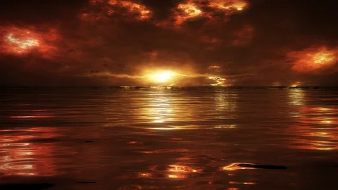 Futuristic Night Sky On Ocean Stock-Footage 129531527