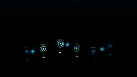 Futuristic Node Chain with Glowing Blue Data Points and Connecting Lines Stock Footage 346172499