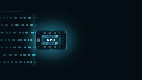 Futuristic NPU Token Stream Animation with Glowing Elements in Teal and Blue Ton Stock Footage 340690909