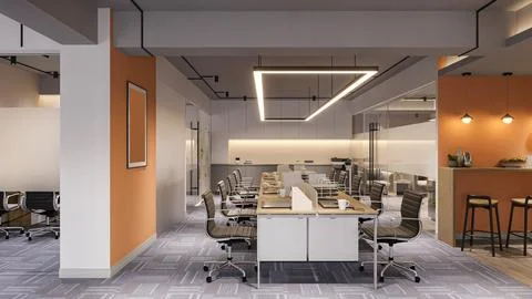 Futuristic Office Designs Embracing Technology in Workspaces Stock-Illustration