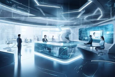 Futuristic office environment イラスト素材