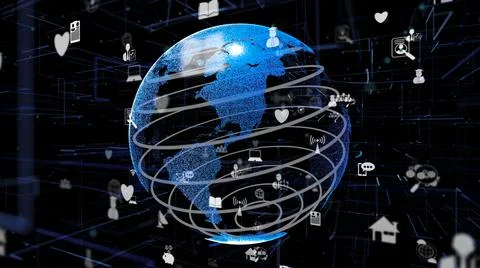 Futuristic online internet network and internet of things IOT concept Illustrazione stock