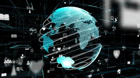 Futuristic online internet network and internet of things IOT concept Illustrazione stock
