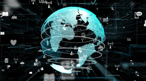 Futuristic online internet network and internet of things IOT concept Illustrazione stock