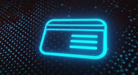Futuristic online shopping, e-commerce concept with glowing credit card Stock Illustration
