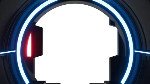 Futuristic opening gate in moving sci fi technology tunnel with neon light. Stock Footage 273501849