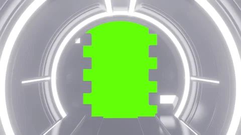 Futuristic opening gate in white moving sci fi technology tunnel. Stock Footage 273503145