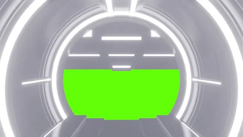 Futuristic opening gate in white moving sci fi technology tunnel. Stock Footage 273503201