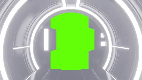 Futuristic opening gate in white moving sci fi technology tunnel. Stock Footage 273503202