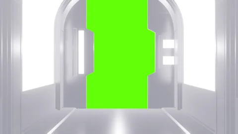 Futuristic opening gate in white moving sci fi technology tunnel. Stock Footage 273505530