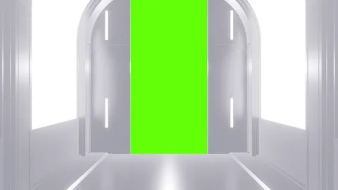 Futuristic opening gate in white moving sci fi technology tunnel. Stock Footage 273505652