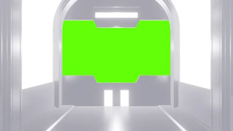 Futuristic opening gate in white moving sci fi technology tunnel. Stock Footage 273505682