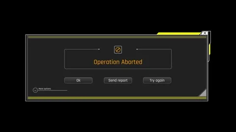 Futuristic Operation Aborted System Message With Error Recovery Options Stockbeeldmateriaal 340553574