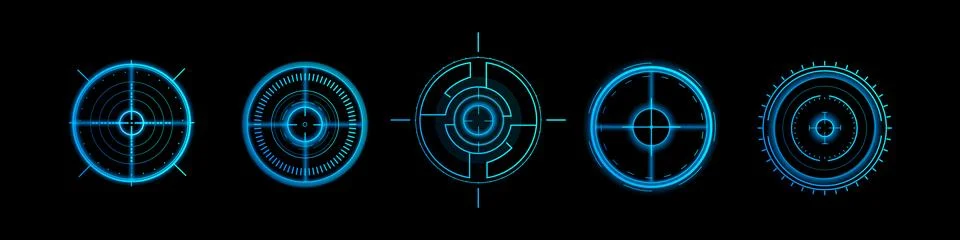 Futuristic optical aim HUD frames set 库存插图