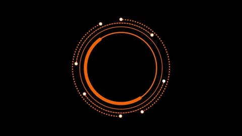 Futuristic orange circular loading bar with glowing dots on black. 库存影片 337601590