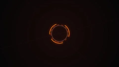 Futuristic orange hud circle interface elements on black background Stock Footage 346506731