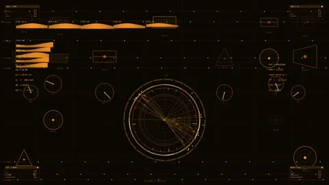 Futuristic Orange HUD Interface with Telemetry Data Visualization and Circu.. Stock Footage 334090450