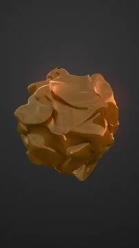Futuristic orange rock or alien mineral with soft reflections and organic, fl Stock Illustration