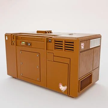 Futuristic Orange Sci-Fi Storage Crate with Control Panels and Ventilation .. Stock Illustration