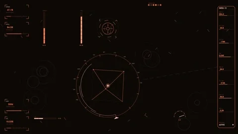 Futuristic orange tactical HUD interface with radar display telemetry and m.. Stock Footage 334107705