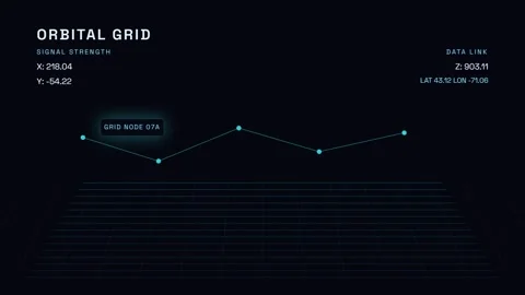 Futuristic orbital grid data interface with digital interface with visualization 스톡 동영상 343773764