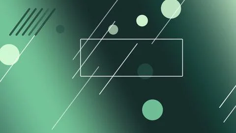 Futuristic outlined rectangle frames and floating circles hover on a lush g.. 库存插图
