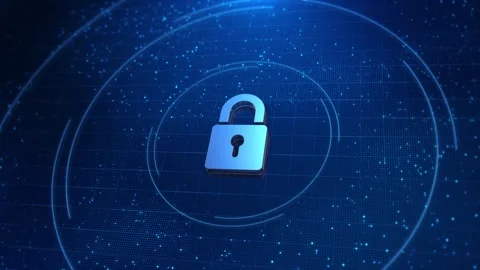 Futuristic padlock matrix of binary code, cybersecurity, data protection, encryp Video stock 342787121