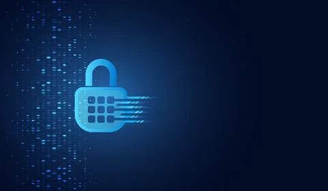 Futuristic padlock vector illustration. Protection from virus attack. Global  Stock-Illustration