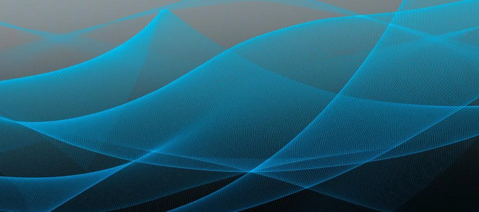 Futuristic panoramic abstract dark background with curved lines Stock Illustration