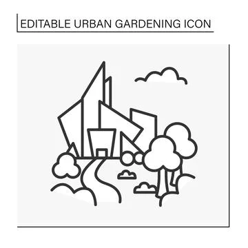 Futuristic park line icon Illustrazione stock