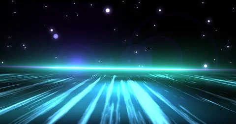 Futuristic particle falling space speed ramp starting engine. Space jump li.. Stock Illustration