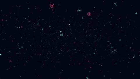 Futuristic particle field background with neon circles and abstract digital Stock Footage 334139624