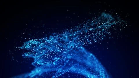 Futuristic particle swirl. Dynamic flow of abstract dust in cyberspace. Exp.. Stock Illustration