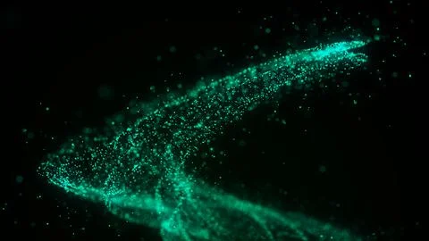 Futuristic particle swirl. Dynamic flow of abstract dust in cyberspace. Exp.. Stock Illustration