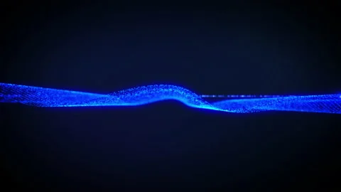 Futuristic Particle Wave Floating in Cyber Space 4K Animation Background Stock Footage 155635199