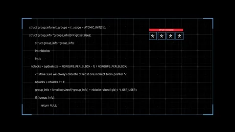 Futuristic Password Verification Interface With Source Code Analysis Stockbeeldmateriaal 341356017
