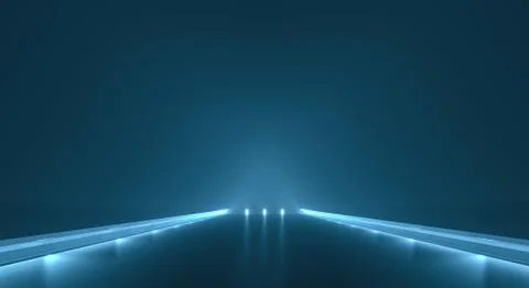 Futuristic pathway background with light illumination. 3d rendering Stock Illustration