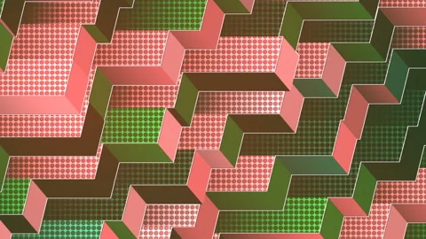 Futuristic pattern of colored motion cubes. Geometric loop animation. 3d render Stock Footage 121322002