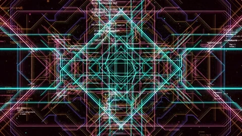 Futuristic pattern with computer circuit lines. Motion. Symmetrical pattern with Video stock 160284849