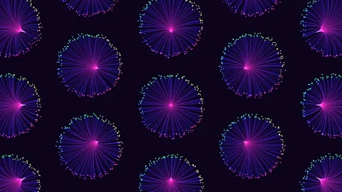 Futuristic pattern with neon dots and lines on black gradient Video stock 199331951