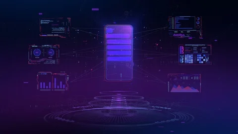 Futuristic Phone Interface Study Looped Animation Stock Footage 103100871