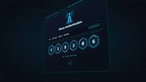 Futuristic phone number verification process on digital interface. 4K Stockbeeldmateriaal 348301241