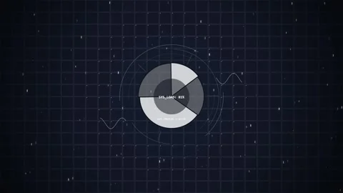 Futuristic Pie Chart Data Analysis Animation with Grid Background Stock Footage 348571864
