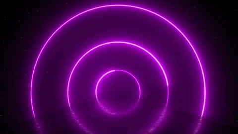 Futuristic pink neon border laser rings. Ultraviolet fluorescent light retro Stock Footage 242514119