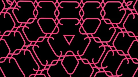 Futuristic pink neon wire frame network with expanding geometric tech loop Stock Footage 336286674