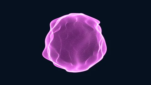 Futuristic pink particle wave sphere on dark background for technology concepts 動画素材 334139700