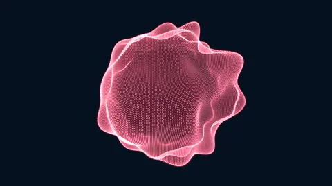 Futuristic pink particle wave sphere on dark background for technology concepts Stock Footage 334139741